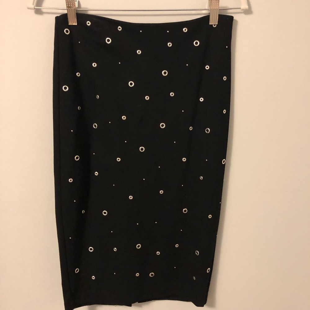 Pencil skirt black with decorative silver embellishments